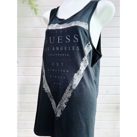 EUC Guess Los Angeles Long Tank Top | Tunic Length | Black & Silver | Medium - Picture 5 of 10